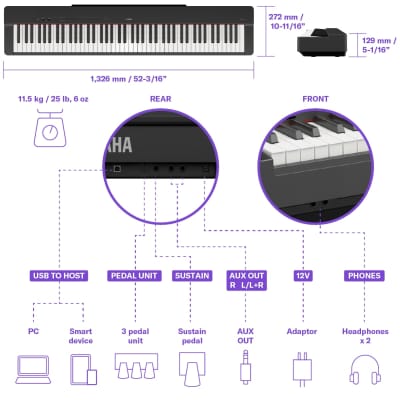 Yamaha P-225 BK Digital Piano image 11