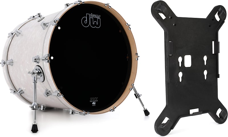 DW Performance Series Bass Drum - 18 x 22 inch - White Marine FinishPly  Bundle with Kelly Concepts Kelly SHU FLATZ System for Shure Beta 91 / 91A image 1