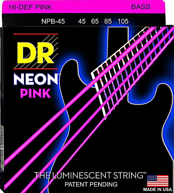 DR NPB-45 Hi-Def Neon Bass Guitar Strings - Medium 45-105 Neon Pink image 1