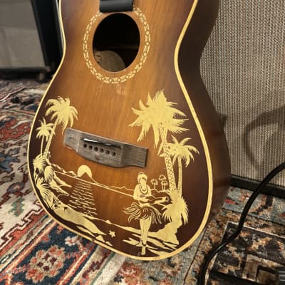 Rare 1930’s Richter hawaiian stencil solid parlor guitar for sale