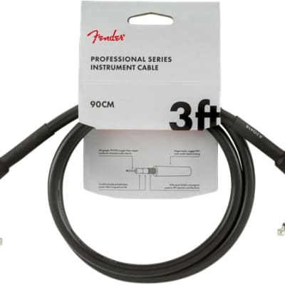 Fender Professional Series Black Guitar/Instrument Cable, Right-Angle, 3' ft image 1