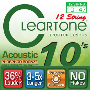 Cleartone 7410-12 Phosphor Bronze 12-String Acoustic Guitar Strings - Light (10-47)
