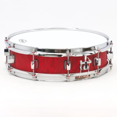 TreeHouse Custom Drums 4x14 Plied Maple Snare Drum with Red Satin Flame Wrap image 2