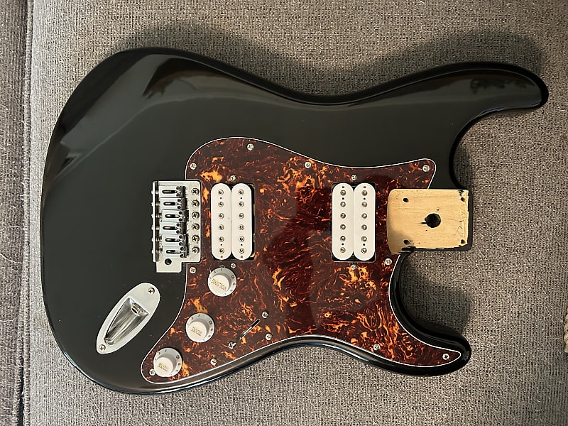 Loaded HH Squier Stratocaster Body - Black | Reverb