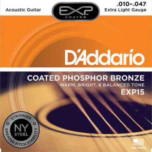 D'Addario EXP15 Coated Extra Light Acoustic Guitar Strings