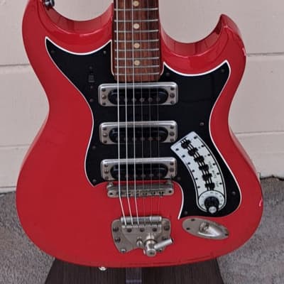 1964 HAGSTROM II CHERRY RED ELECTRIC GUITAR W/CASE image 2