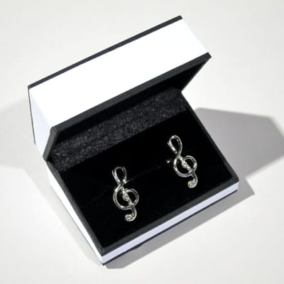 Sterling Silver Plated Cufflinks - Treble Clef image 1