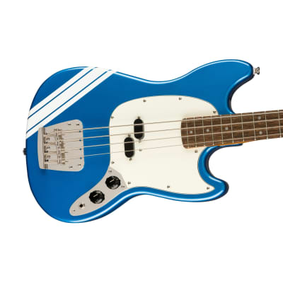 Squier FSR Classic Vibe 60s Competition Mustang Bass w/ Olympic White Stripes, Lake Placid Blue image 5