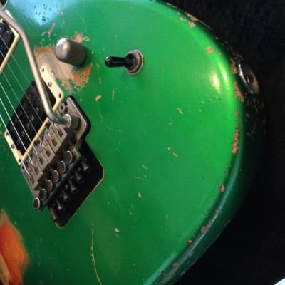 Friedman Cali Stratocaster style Guitar Candy Green over 3 Tone Sunburst heavy relic image 4