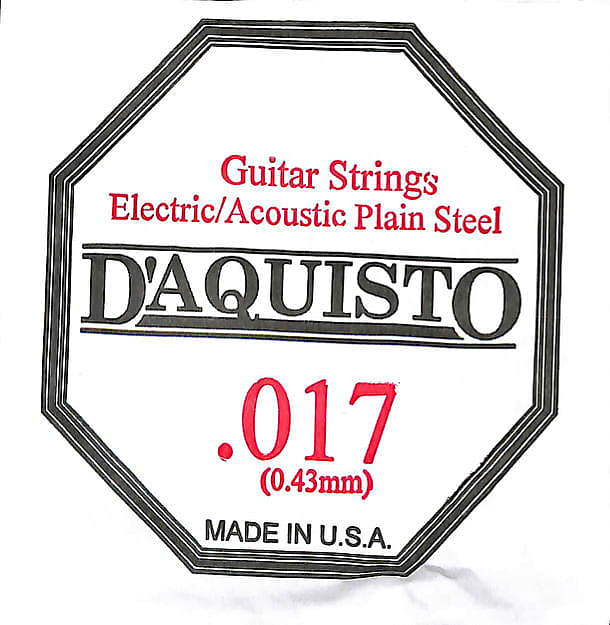 Six (6) - .017 Plain Nickel Silver - D'Aquisto - Electric / Acoustic Guitar Strings image 1
