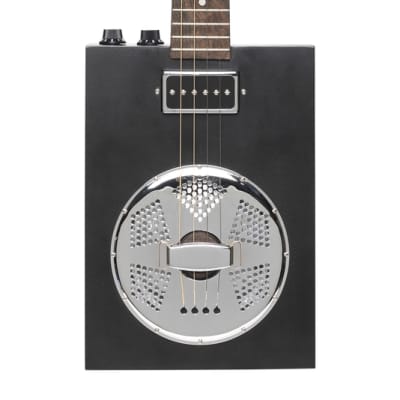 J.N. Guitars 4 String Cigar Box Acoustic/Electric Resonator Guitar w/ Gig Bag (CASK-PUNCHCOAL) - Cask Coal image 3