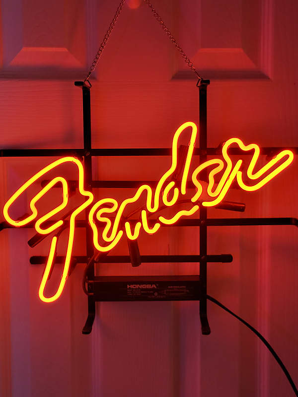 New Fender Red Neon Light Up Sign Fender Logo Killer Garage, | Reverb