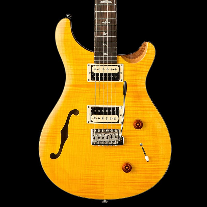 PRS SE Custom 22 Semi-Hollow Santana Yellow Electric Guitar With Gig Bag image 1