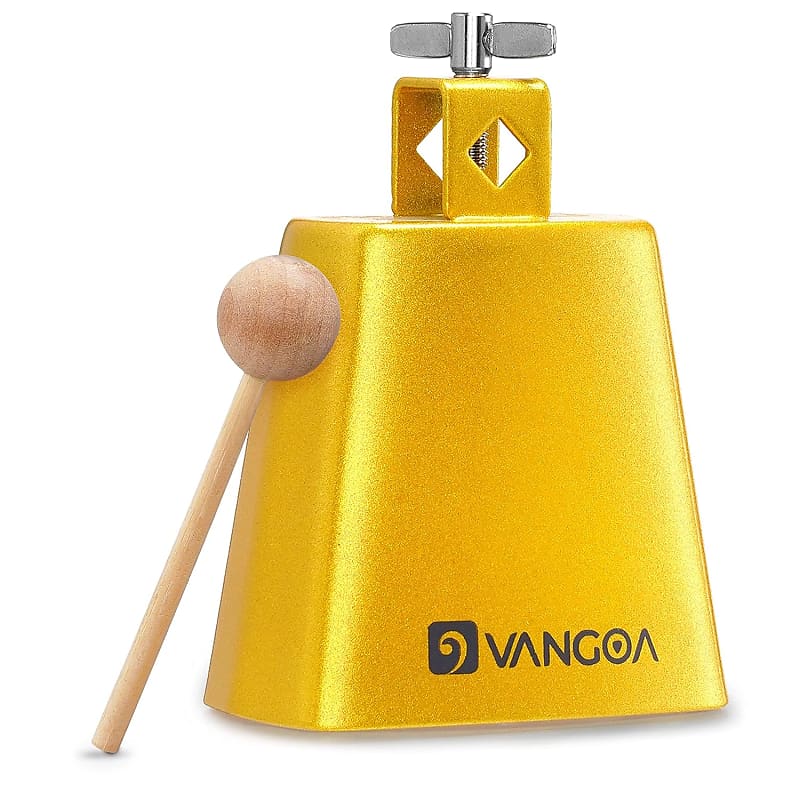 4 Inch Metal Steel Cow Bell Noise Makers Hand Percussion Cowbells With  Stick For Drum Set, Gold