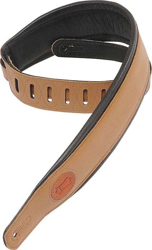 Levy's MSS2-TAN 3″ Wide Signature Tan Garment Leather Guitar Strap image 1