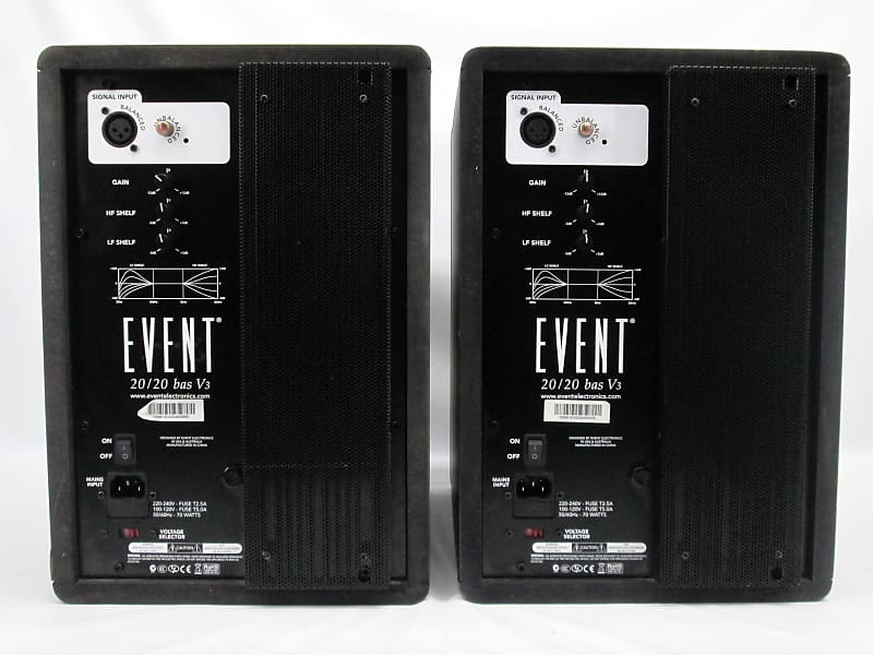 Pair of Event 20/20 bas V3 Two-Way Active Studio Monitor Speakers Black