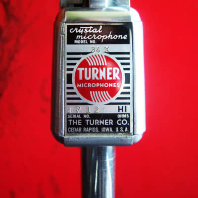 Vintage RARE 1940's Turner 34X crystal / modified dynamic microphone Satin Chrome w cable & box 22D 33D 25D 95D image 7