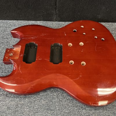 Unbranded SG style guitar body - worn cherry Project build #3 image 6