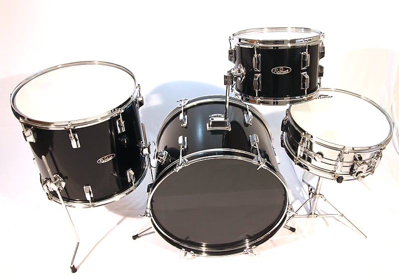 MIT Reuther 1970's 4 Piece Drum Set in Gloss Black Price Drop image 1