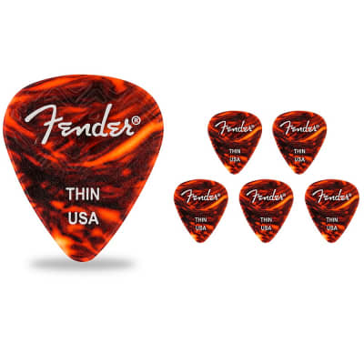Fender 351 Shape Wavelength Picks (6-Pack), Tortoise Shell Thin 6 Pack image 2