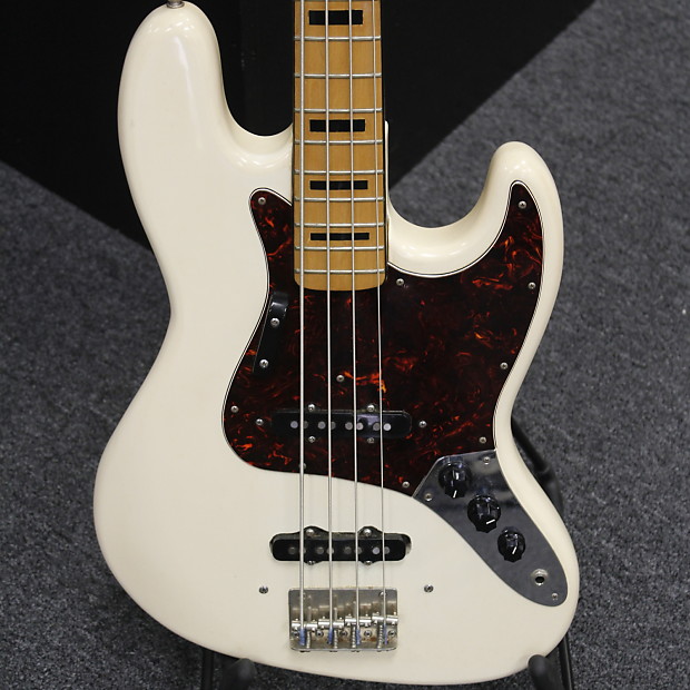 Vintage 1977 Ibanez Challenger Jazz Bass Olympic White w Block Maple Neck