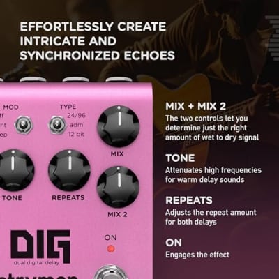 Strymon DIG V2 Dual Digital Delay Guitar Effects Pedal for Electric and Acoustic Guitar, Synths, Vocals and Keyboards image 4