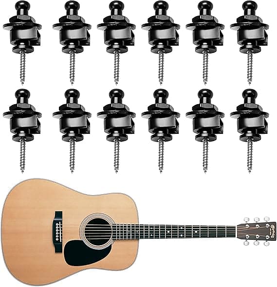 Mebamce 12pcs Guitar Strap Locks Guitar Strap Holder Sturdy Synthetic
