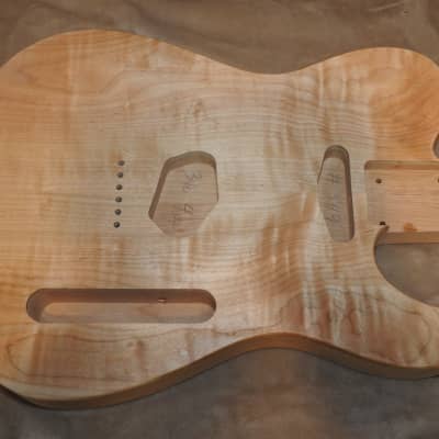 Unfinished Telecaster Body Book Matched Figured Flame Maple Top 2 Piece Alder Back Chambered Very Light 3lbs 4oz! image 17