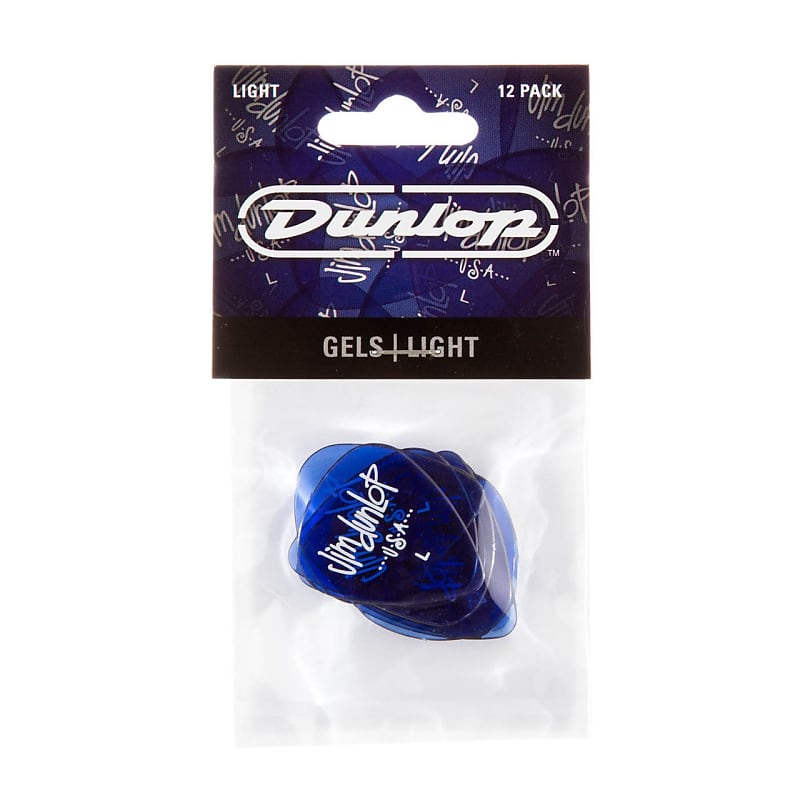 Dunlop Gels Blue Light Picks (12-Pack), Vivid Translucent Polycarbonate image 1