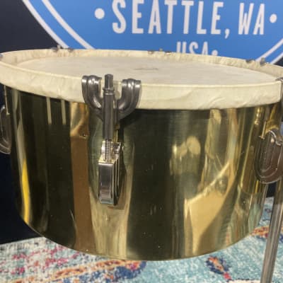 Leedy & Ludwig 1950s "Humberto Morales Model" Brass Timbales and Stand. Perfect! image 7