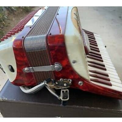 Francini Accordion 17" 120 Bass *Made In Italy- 1960s Red/Pearl* image 4