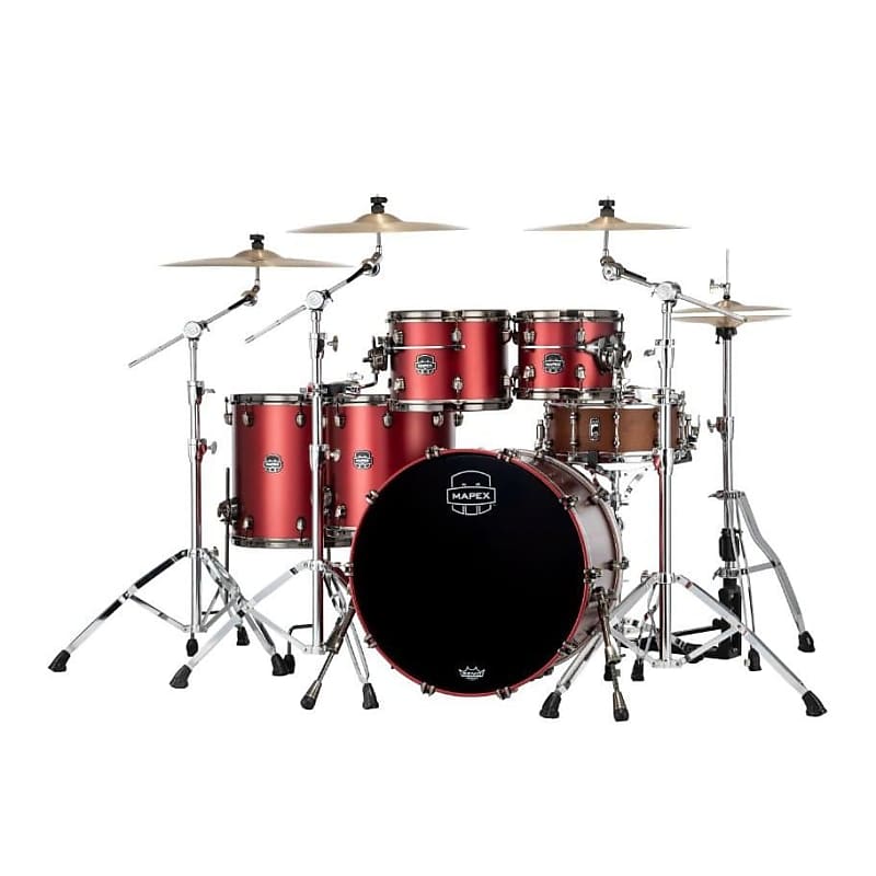 Mapex Saturn Evolution Workhorse 5 Pc Maple Drum Set w/o Snare 22/10/12/14/16 Tuscan Red image 1