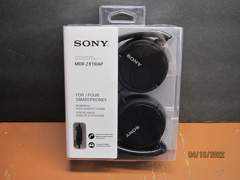 New Sony MDR-ZX110AP Black Stereo Hands Free Mic Folding Headphones - Follow my Shop image 1