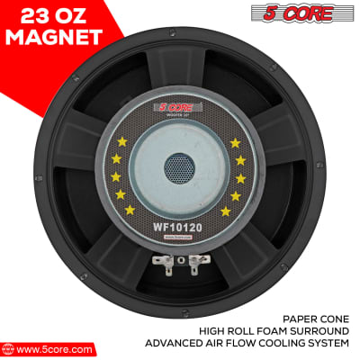 5 Core 10 Inch Subwoofer Speaker • 750W Peak • 8 Ohm Replacement DJ Pro Audio Bass Sub Woofer • w 1.25" Voice Coil • 23 Oz Magnet- WF 10120 8OHM image 3