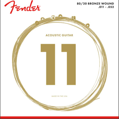 Fender 80/20 Bronze Acoustic Strings, Ball End, 70CL .011-.052 Gauges, (6) for sale