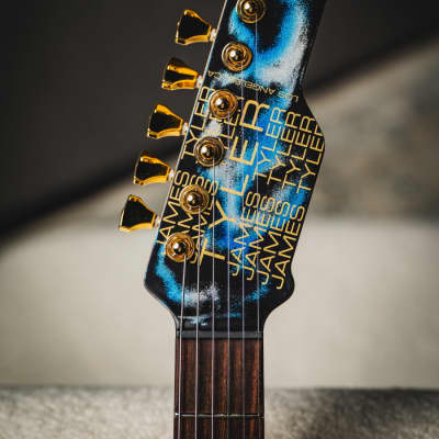 James Tyler USA Studio Elite HD-Black and Blue Shmear Semi-Gloss SSH w/Rosewood FB, Faux Matching Headstock, Gold HW, Midboost & Bypass Button image 5