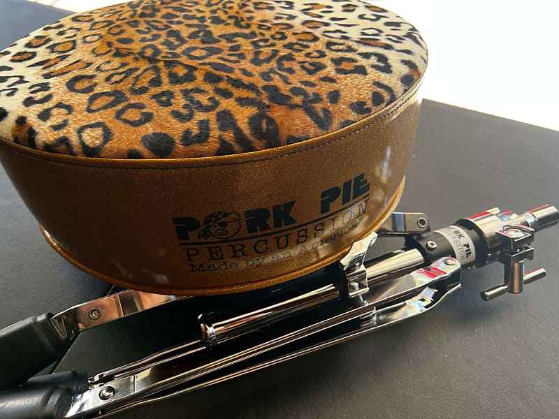 Pork Pie Round Drum Throne Gold Sparkle/Leopard Top Reverb