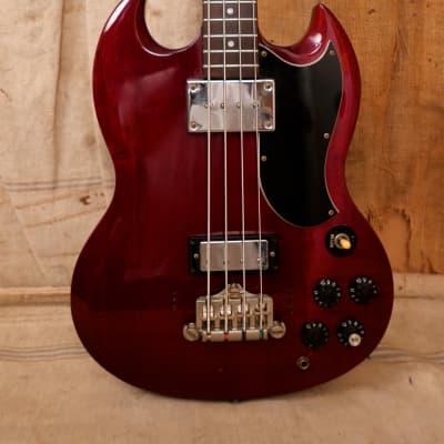 Burny SG Bass EB-3 1990's Cherry Red image 2