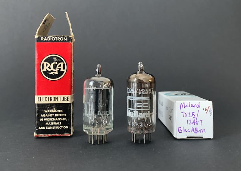 NOS Mullard 7025/12AX7 & NIB RCA Black Plate 12AX7 Pair Strong Gm Testers  Vintage Vacuum Tubes