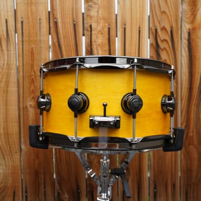 DW USA Collectors Series - 6.5 x 14" Pure Maple SSC/VLT Shell Snare Drum - Intense Yellow Satin Oil w/ Black Nickel Hdw. image 3