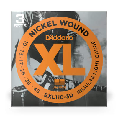 D'Addario EXL110-3D Nickel Wound Electric Guitar Strings, Regular Light, 10-46, 3 Sets image 1