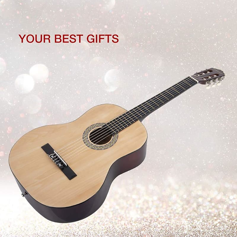 ADM Classical Nylon Strings Acoustic Guitar 39 inch Full Size Classic Guitarra Starter Bundle for Adults with Free Lessons, Gig Bag, E-Tuner, Hanger