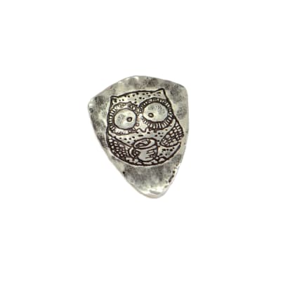 sterling silver guitar pick - playable with cute owl image 2