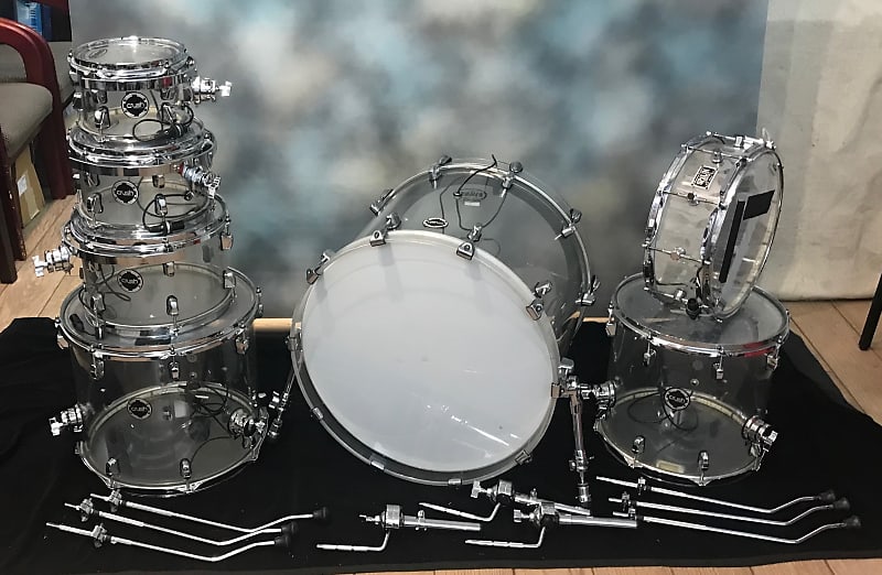 Crush Clear / Acrylic Lighted Drum Set with Spaun Snare Reverb