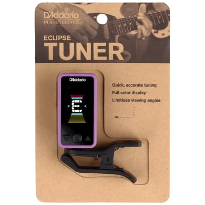 D'Addario PW-CT-17PR Eclipse Clip-on Chromatic Tuner for Guitar and Bass, Purple
