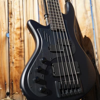 Schecter DIAMOND SERIES Stiletto-5 Stealth Pro - Satin Black Left Handed 5-String Electric Bass Guitar (2023) for sale