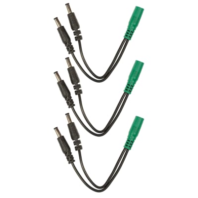 Voodoo Lab Cable Current Doubler Adapter - Two 2.1mm Straight Barrels - 2.1mm Female 4" 3 Pack Bundle