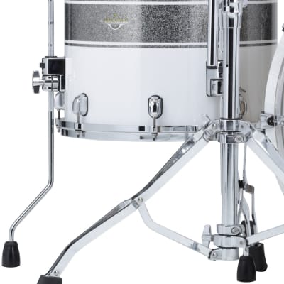 Tama MAF1616-SSR Starclassic Lacquer Floor Tom 16" x 16" - Silver Snow Racing Stripe/Chrome HW image 1