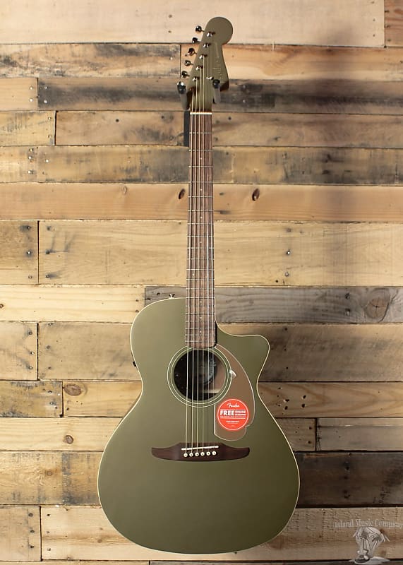 Fender Newporter Player Acoustic/Electric Guitar Olive Green | Reverb