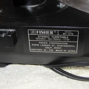 Fisher MT 275 1984 Direct Drive Fully Automatic Turntable image 9